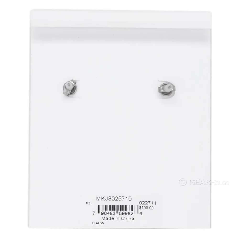 MICHAEL KORS Womens MK Logo Stud Earrings Pave Crystals Gold Tone Glitz - Picture 5 of 6